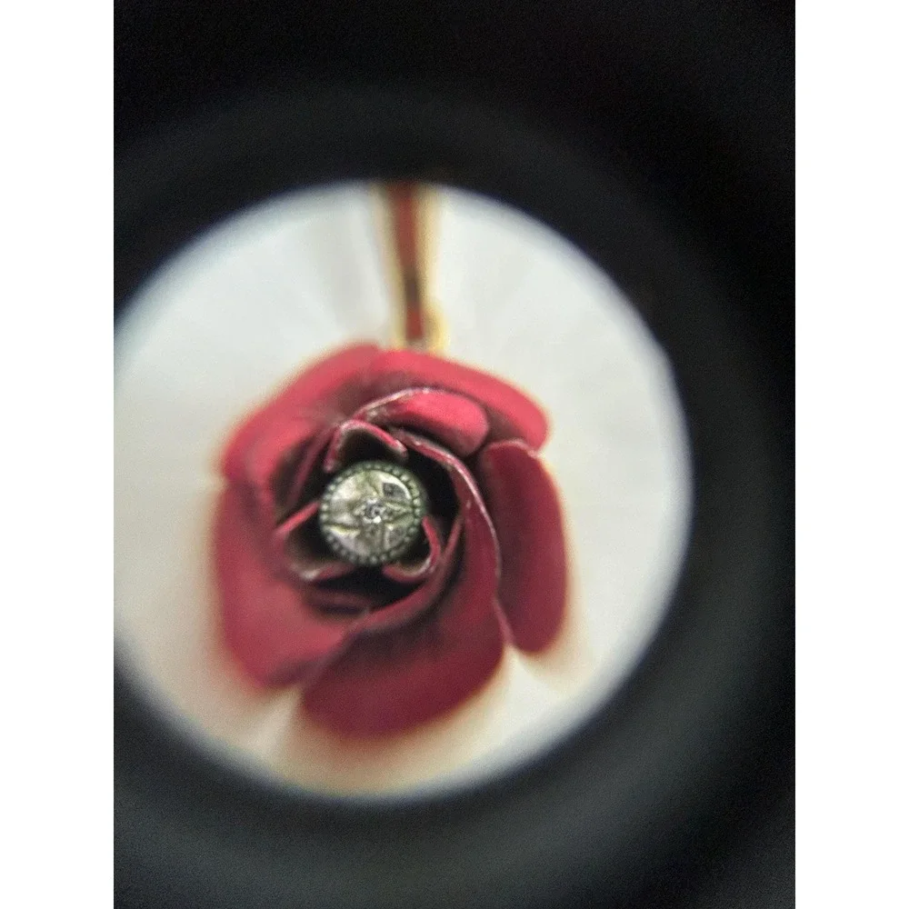 Enamel Rose Pendant Necklace with a 14K GF AMCO chain - Picture 3 of 9